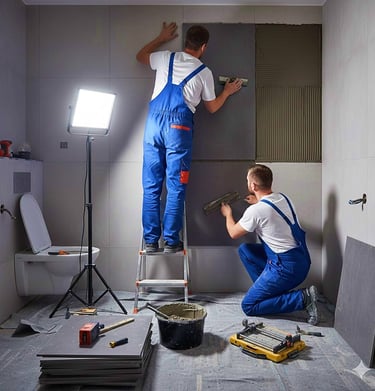 Pose grande Faïence de salle de bains par P.S.Immo