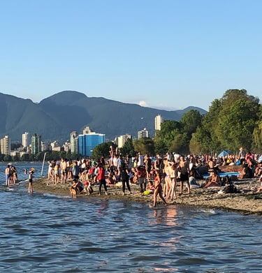 Kitsilano Beach looking north to the mountains