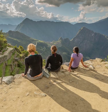 Our group enjoing the view to Machupicchu