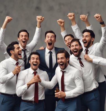 A group photo of a motivated sales team celebrating a successful training day.