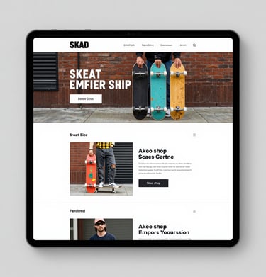 A landing page with a striking hero image and minimal text overlay.