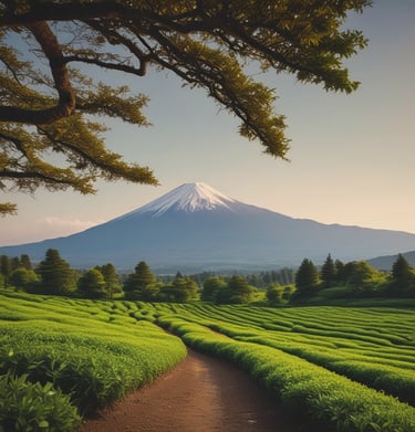 Freshly harvested tea leaves laid out on a bamboo tray in Uji, Kyoto, under natural sunlight.