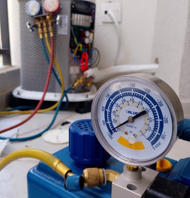 vacuo no sistema de ar-condicionado R-32
