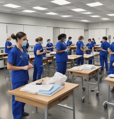 A healthcare professional demonstrating first aid techniques.