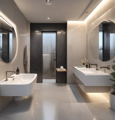 A softly lit hallway with pastel walls and framed botanical prints, inviting calm and reflection.