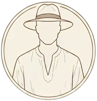  86 Ilustración minimalista en línea de un hombre que lleva un sombrero fedora de ala ancha y una tú
