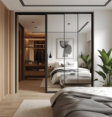 Peaceful bedroom sanctuary with calming tones and thoughtful design