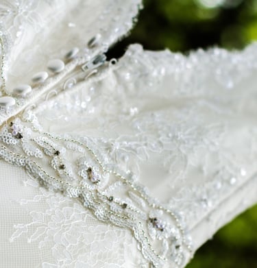 close up of wedding dress 