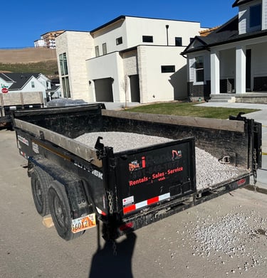 A trailer filled with gravel to be delivered 