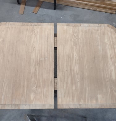 Maple dining table ready for stain matching.
