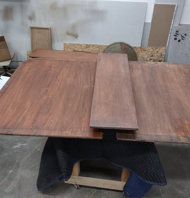 Maple dining table colors are all matched. Ready for finish.