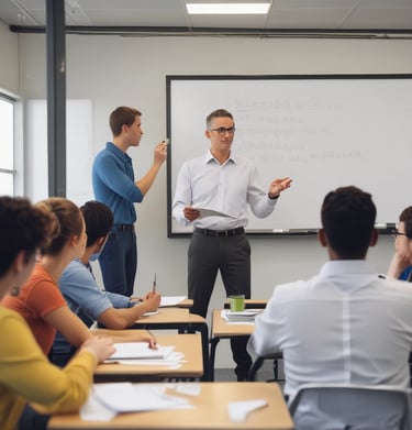 A business leader presenting insights to a focused audience.