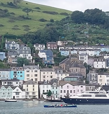 St Ives Cornwall pastel houses on the clifs