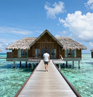 An old bus is repurposed into a shelter, partially covered by a makeshift awning. It is parked under the shade of trees, with branches and leaves surrounding it. A small path of stone tiles leads to the entrance, while a detached green hanging tire can be seen nearby. The ground around is dry and sandy, suggesting a rustic or possibly rural setting.