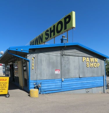 Rocky Mountain Pawn building viewed from Macleod trail