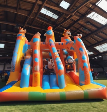 Children enjoying themselves in a fun play area.