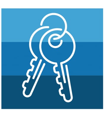 Two white keys on a keyring representing key copying service