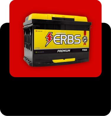 Bateria automotiva Erbs PREMIUM FREE, livre de manutenção, Reginaldo Baterias.