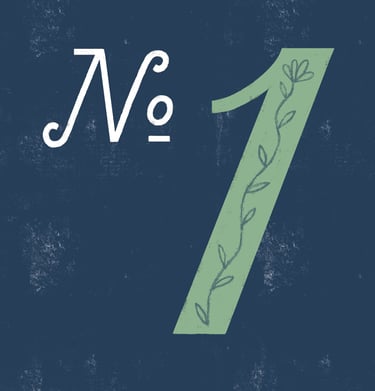 Number 1 illustrated with a flower pattern on a dark blue background..