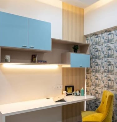 Study corner with pastel interior color
