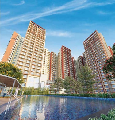 Brigade Lakecrest poolside view inside residential complex
