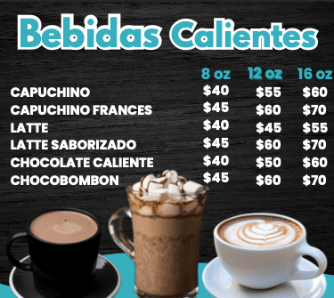 Menú bebidas calientes - Cubitos