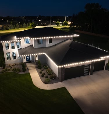 Cool White Seasonal Lighting on Home