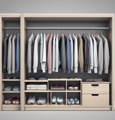 Roupas de cabide guardadas e organizadas