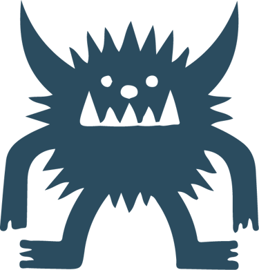 Diseño de un monstruo peludo con dientes afilados y cuernos