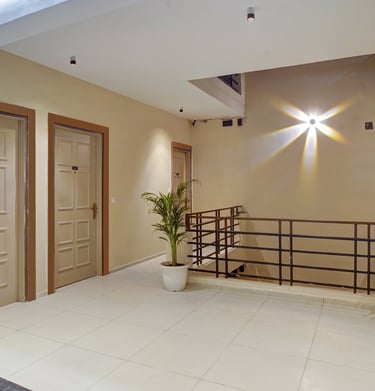 Modern interiors at RJK Stay near Golf Course Extension Road