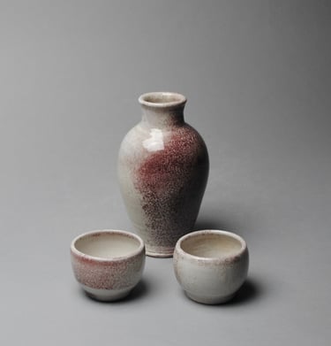 Sake bottle with two cups