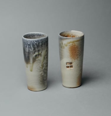Set of two wood fired tumblers