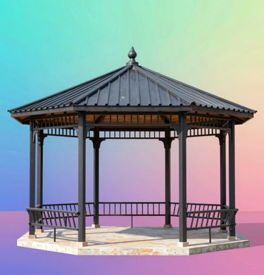 Camlı kamelya structure with sleek metal framing in an outdoor setting.