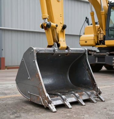 Durable galvanized steel excavator bucket attachment for heavy-duty digging and construction work.