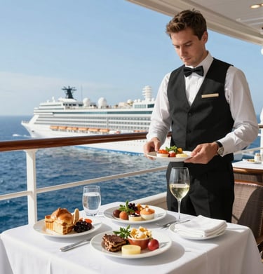 A butler in crisp uniform attending to guests with discreet, attentive service.