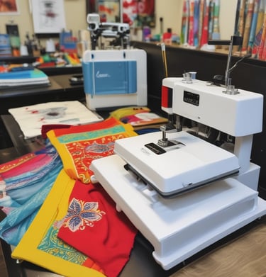 A creative workspace showcasing design tools and materials.