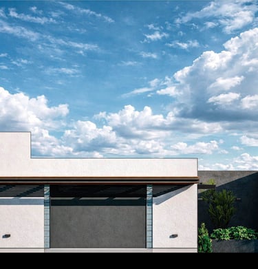 Corte vista de vivienda unifamiliar moerna de primera calidad