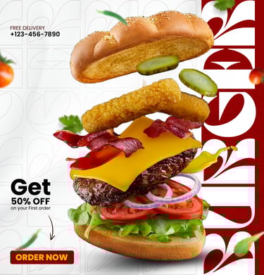 a burger social media poster