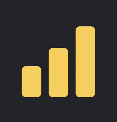 Power BI icon displayed on a minimalistic dark interface with data visualizations.