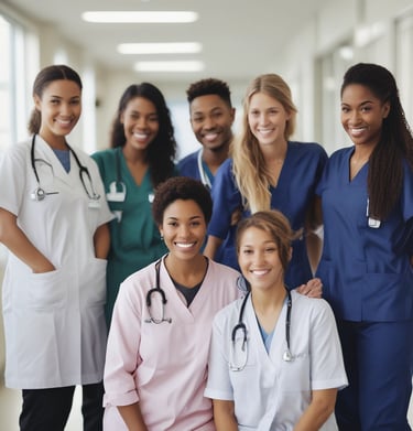 A bright and welcoming clinical staffing office with the Rose Care Clinical Staffing logo visible.