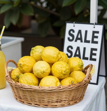 A joyful child holding a cup of Kinfolk Squeeze lemonade with a big smile and sunlit background.