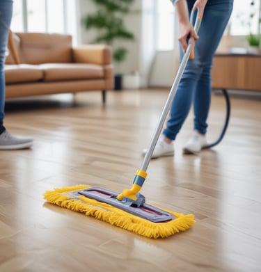 A commercial building lobby with spotless glass doors and polished tile floors reflecting the overhead lights.