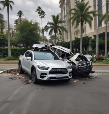 A close-up of legal documents and a Hawaiian lei resting on a polished wooden desk.