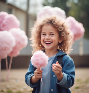 Close-up of fluffy pink cotton candy being spun on a classic machine at a festive gathering.