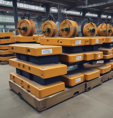 Close-up of a crane hoist mechanism being carefully examined for wear and tear.