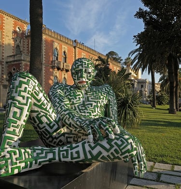 Rabarama maze sculpture on Lungomare Falcomatà in Reggio Calabria, Italy.