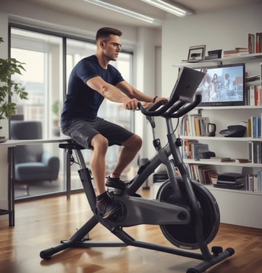 Close-up of bike pedals with comfy foot straps ready for a workout.