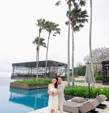 Romantic couple session at Alila Villas,Uluwatu Bali, elegant and natural light portrait