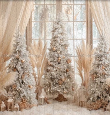 Séance photo de Noel avec sapin blanc