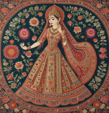 A picturesque view of traditional Indian clothing hanging in a shop.